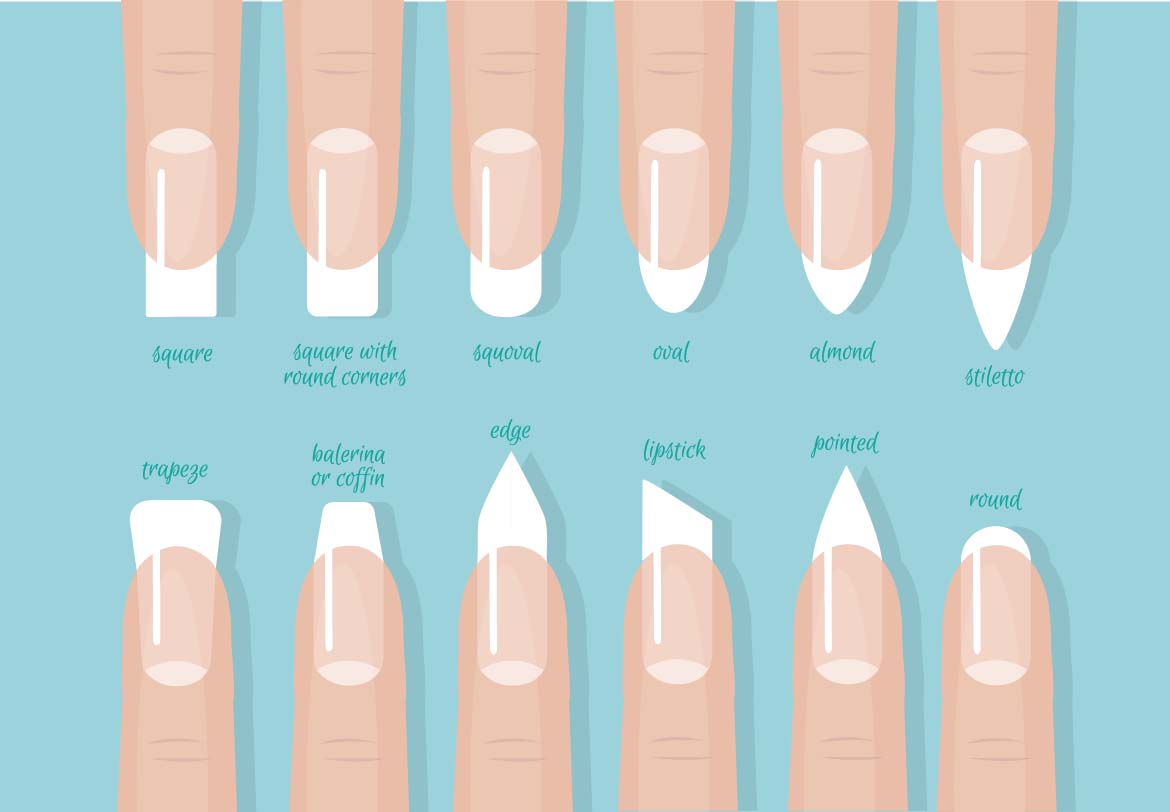 Hard Gel Nail Extensions - different shapes of nails
