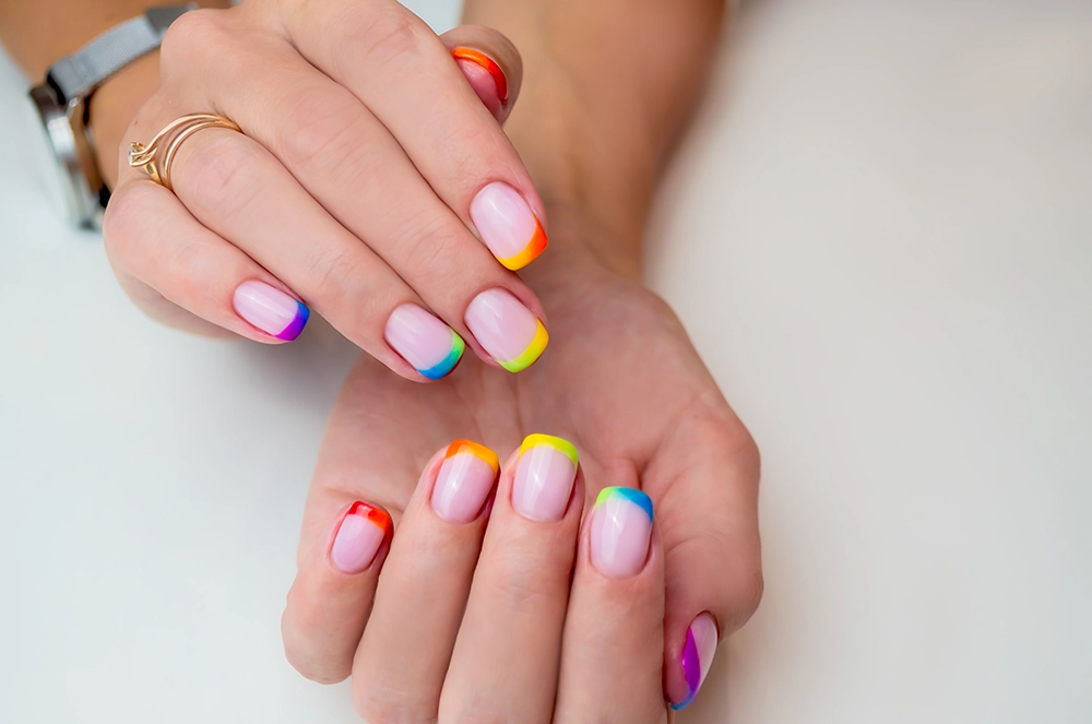 Rainbow French manicure